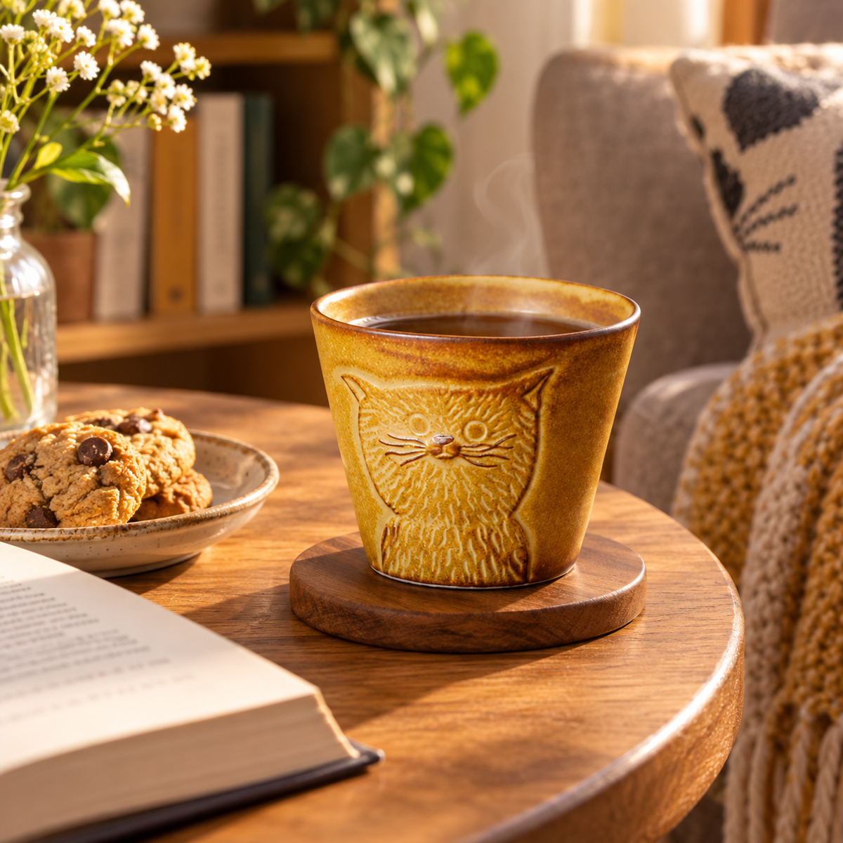 Cat Embossed Ceramic Cup