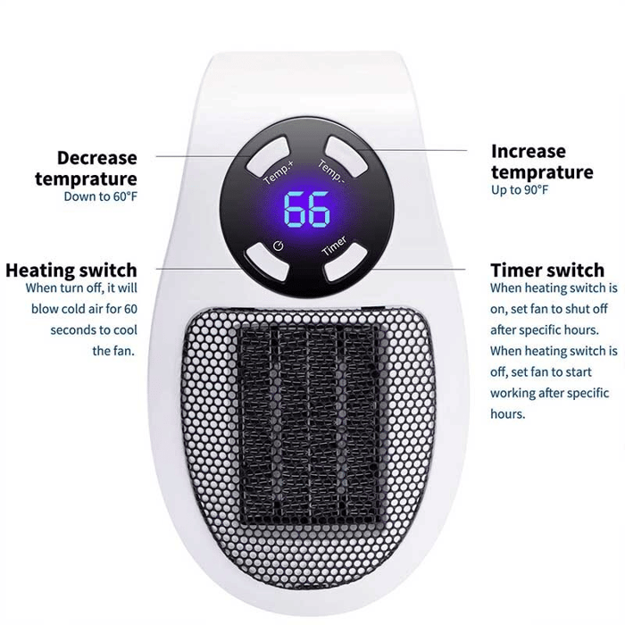 🔥450W Plug-in Electric Heater with Adjustable Thermostat🌡️Heating Your Home🏠