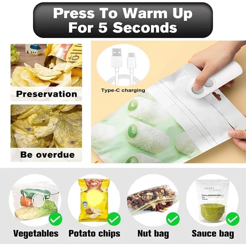 🎁 Mini Sealer Small Household Hand Pressure Sealer Portable Snack Plastic Bag Heat Sealing Machine