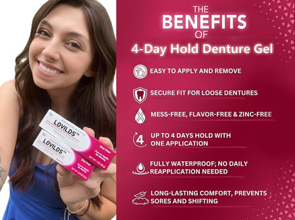 ⏰ Ends Today: 83% OFF! 🦷 LOVILDS™ 4-Day Hold Denture Gel