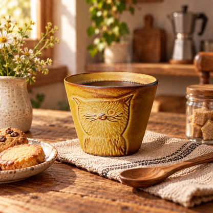 Cat Embossed Ceramic Cup