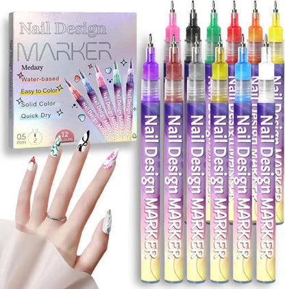 🔖Early Christmas Sale: 50% Off🔥-🎨12 Colors Nail Design Pens Set💅