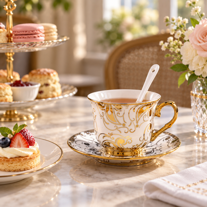 Elegant Ceramic Tea Cup and Saucer Set