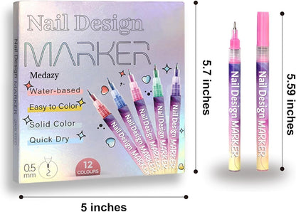 🔖Early Christmas Sale: 50% Off🔥-🎨12 Colors Nail Design Pens Set💅