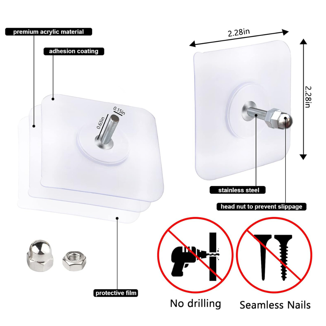 🛒Final 3 Hours! 51% OFF Flash Sale!🎁Adhesive Screw Hooks - No Drill, No Damage, Holds 5kg | Wall, Tile & Glass