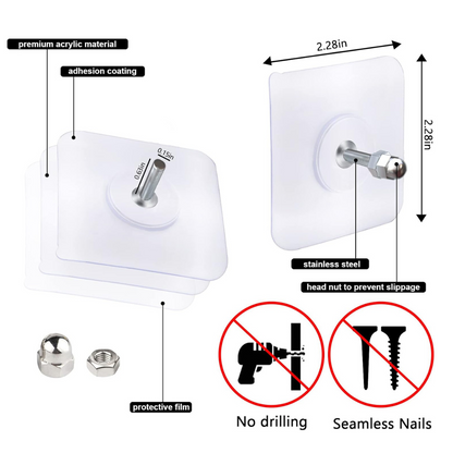 🛒Final 3 Hours! 51% OFF Flash Sale!🎁Adhesive Screw Hooks - No Drill, No Damage, Holds 5kg | Wall, Tile & Glass