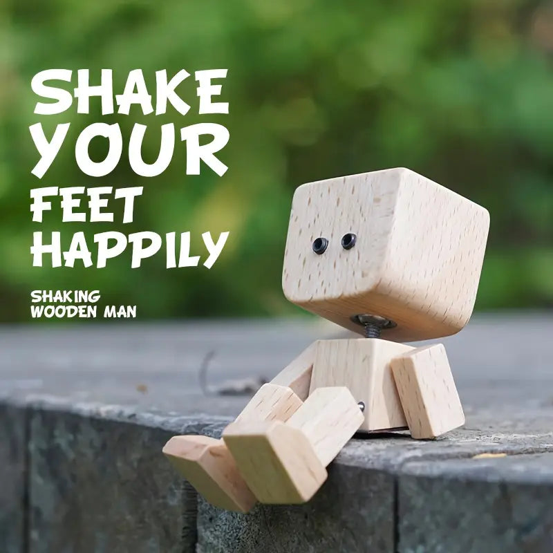 💖Handmade Charming Shaking Wooden Man Figurine with 12PCS Magnetic Expressions
