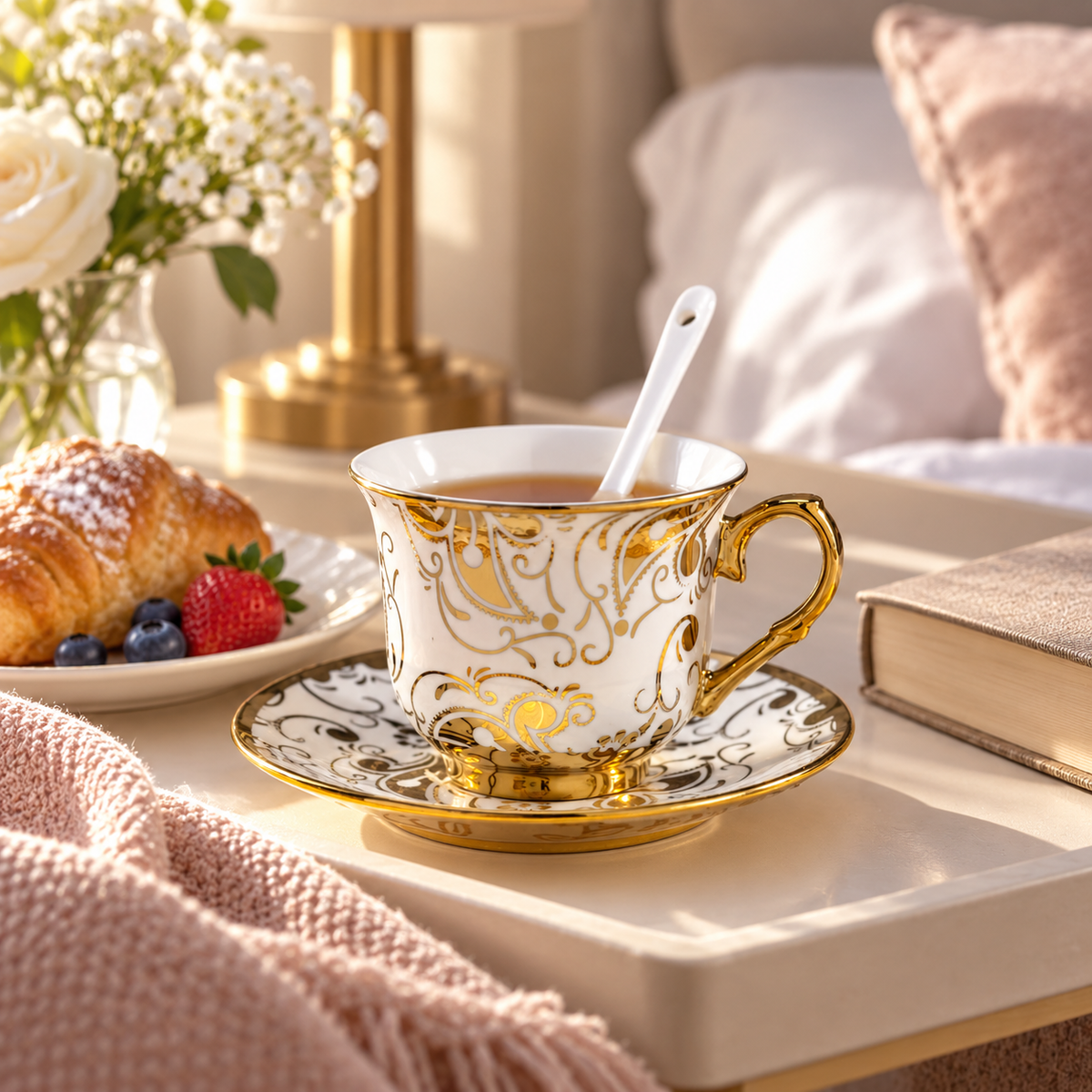 Elegant Ceramic Tea Cup and Saucer Set