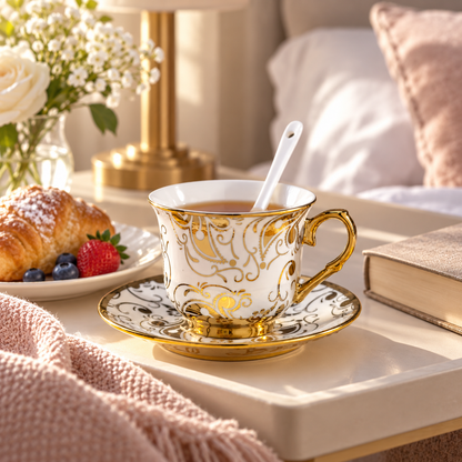 Elegant Ceramic Tea Cup and Saucer Set