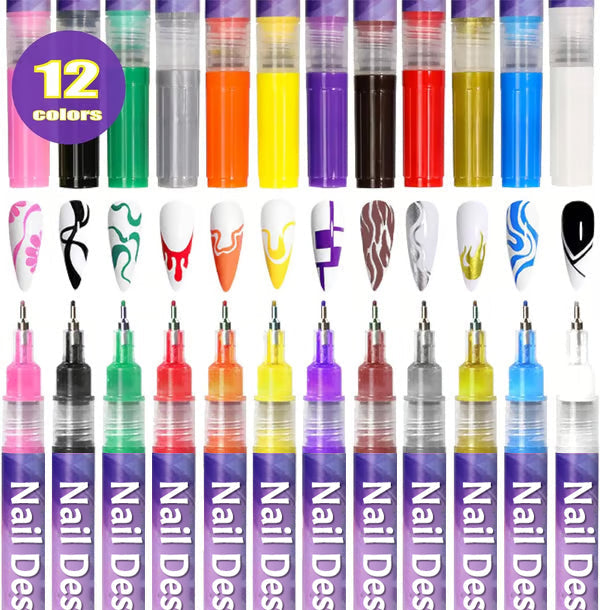 🔖Early Christmas Sale: 50% Off🔥-🎨12 Colors Nail Design Pens Set💅