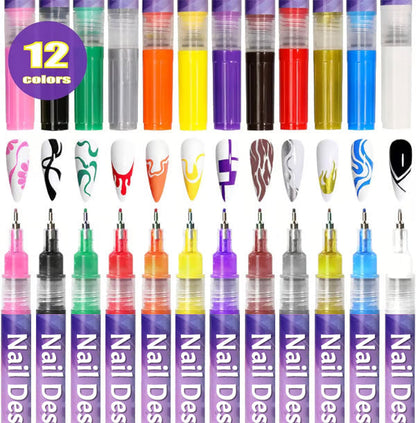🔖Early Christmas Sale: 50% Off🔥-🎨12 Colors Nail Design Pens Set💅