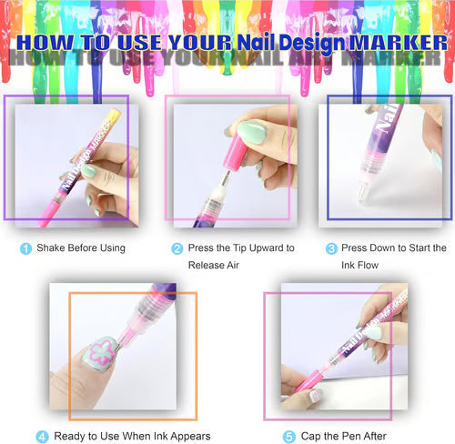 🔖Early Christmas Sale: 50% Off🔥-🎨12 Colors Nail Design Pens Set💅