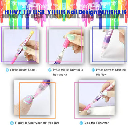 🔖Early Christmas Sale: 50% Off🔥-🎨12 Colors Nail Design Pens Set💅