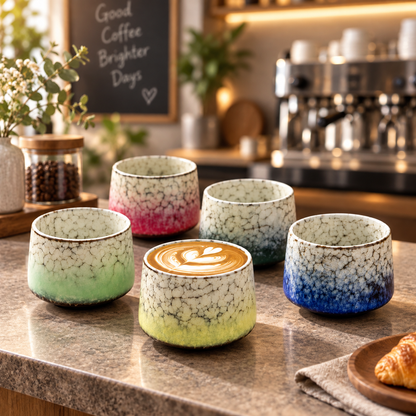 Crackle Glaze Ceramic Coffee Cup Set
