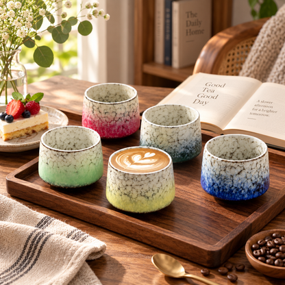 Crackle Glaze Ceramic Coffee Cup Set