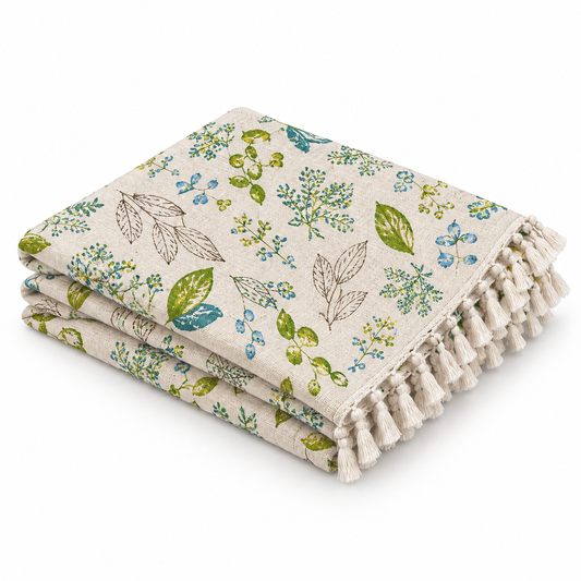Botanical Floral Tassel Tablecloth