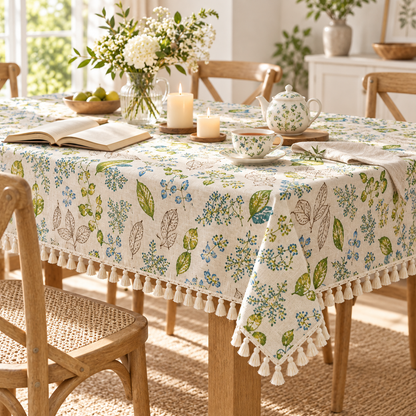 Botanical Floral Tassel Tablecloth