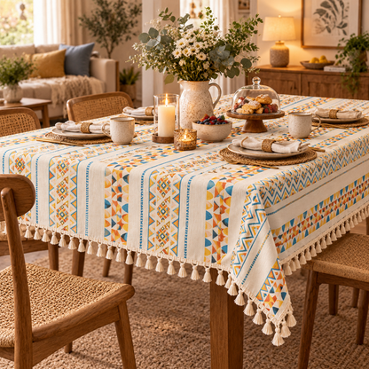 Bohemian Geometric Tassel Tablecloth