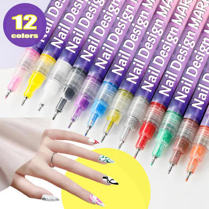 🔖Early Christmas Sale: 50% Off🔥-🎨12 Colors Nail Design Pens Set💅