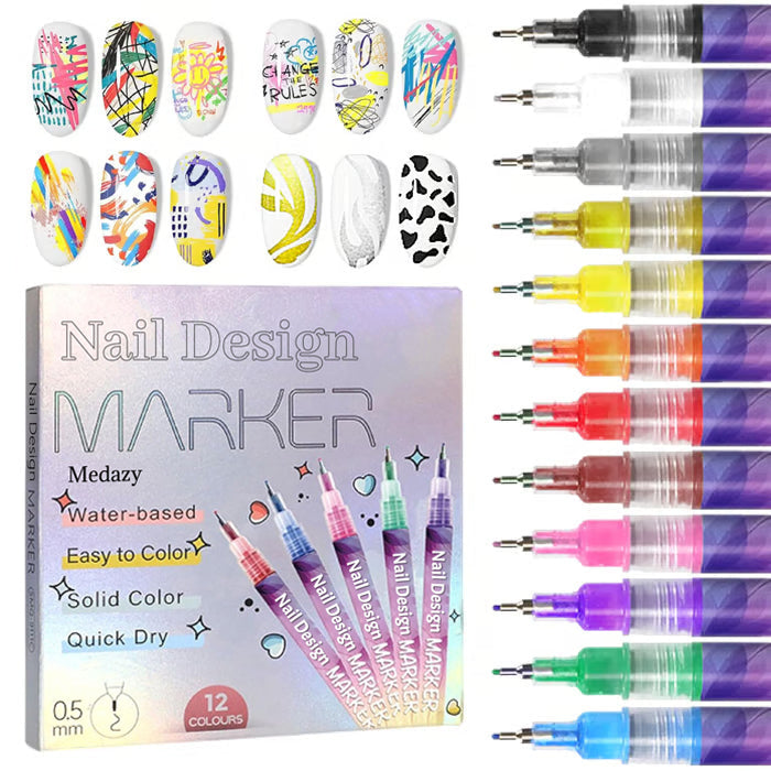 🔖Early Christmas Sale: 50% Off🔥-🎨12 Colors Nail Design Pens Set💅