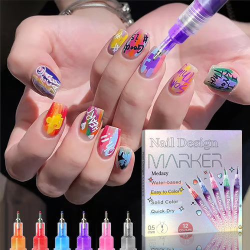 🔖Early Christmas Sale: 50% Off🔥-🎨12 Colors Nail Design Pens Set💅