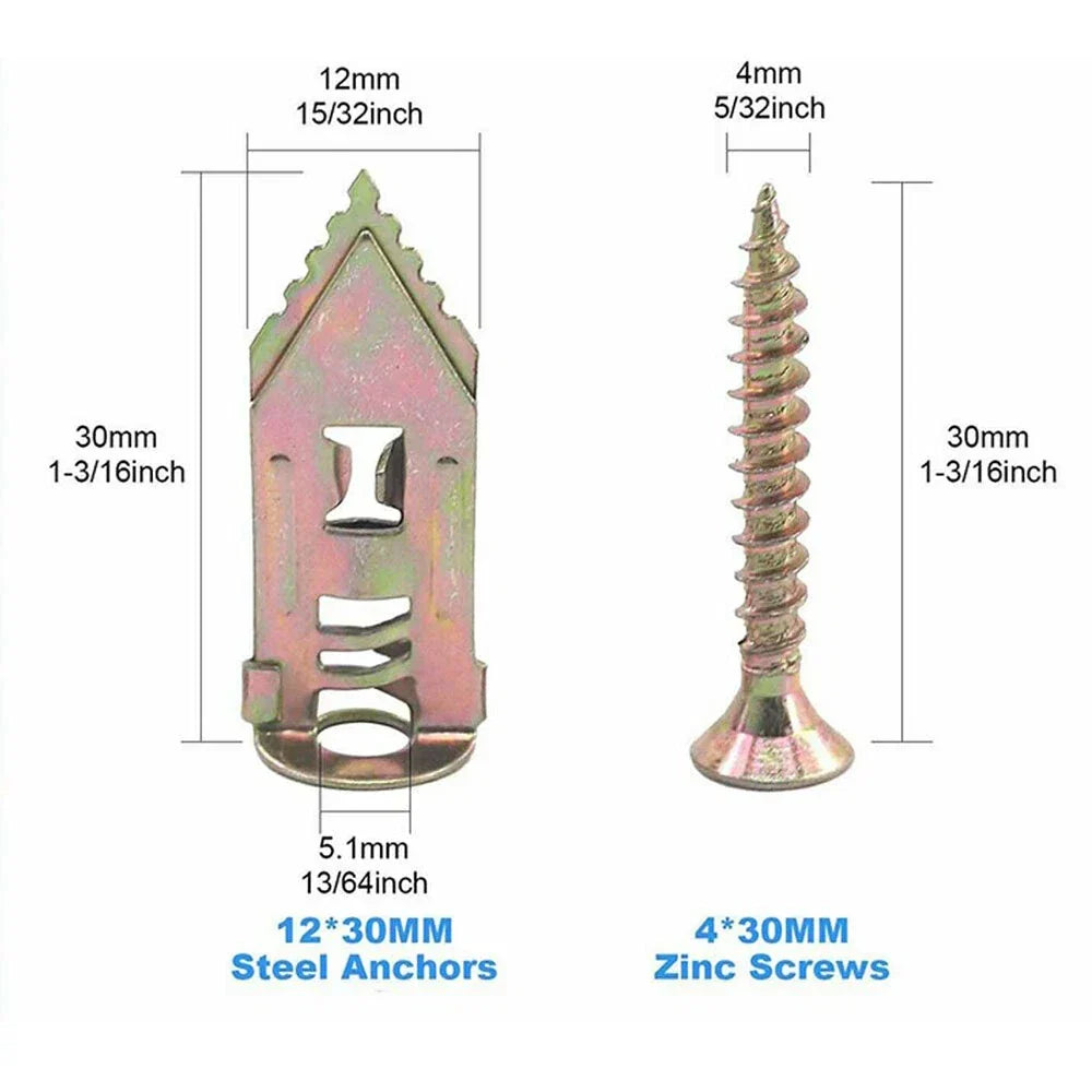 🔥LAST DAY SALE-80% OFF🔥-100PCS/200PCS Self-Drilling Drywall Anchors Kit No Drill Needed Easy Hang